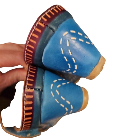 Spring Step L'Artiste Heels Women's Siam Leather Slip On Turquoise Sz 38 US sz 8 - Picture 4 of 5